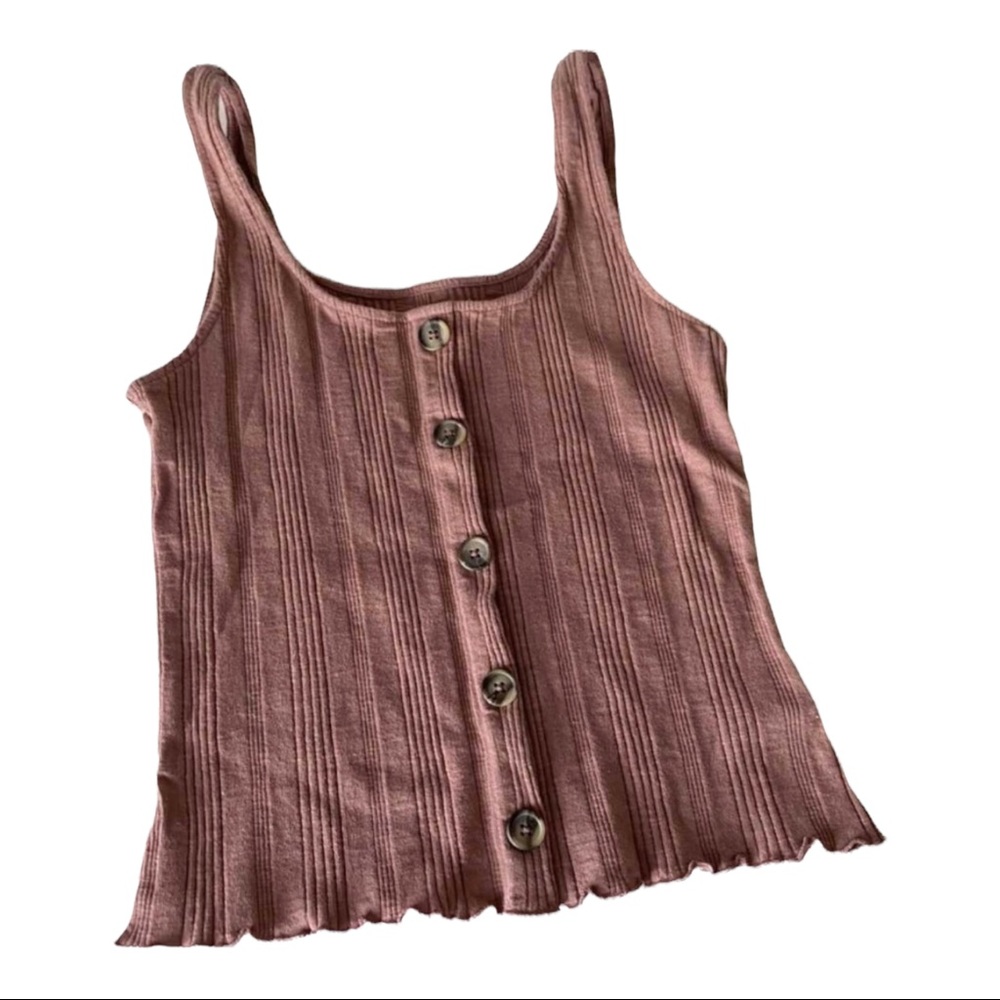 Dusty pink ribbed tank, Size L